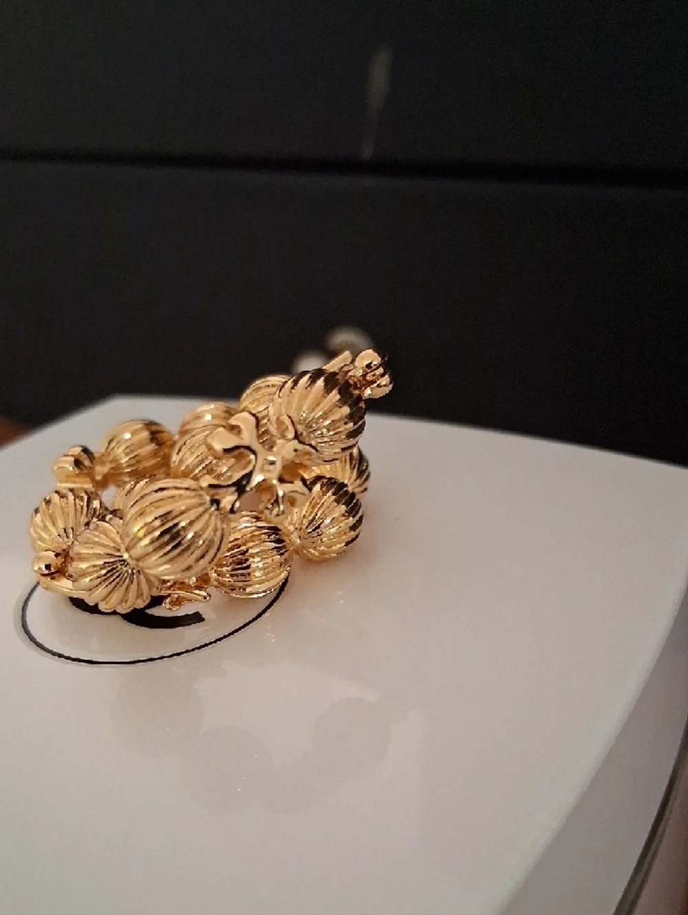 Tory Burch Gold Textured Bead Hoop Earrings